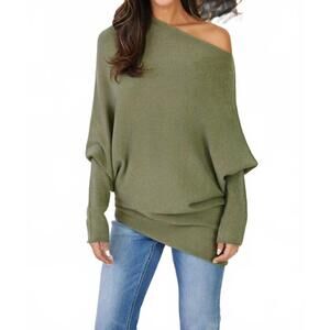 NEW MILIO MILANO asymmetrical sweater in olive
